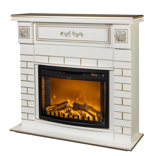 Camino Elettrico da Pavimento 100,5x115x33 cm Effetto Fiamma 1500W Orion & Zakinthos Bianco sconto
