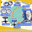Batteria Musicale Giocattolo per Bambini Grancassa 5 Tamburi e Piatti con Bacchette e Sgabello Blu  