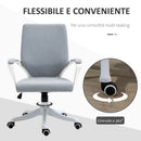 Sedia Operativa da Ufficio 62x69x92-102 cm in Tessuto Effetto Lino Grigia