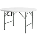 Tavolo Pieghevole per Giardino e Campeggio Ø122x73 cm in Acciaio e HDPE Grigio e Bianco