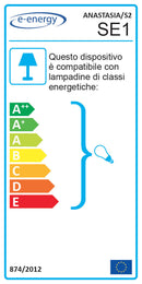 Sospensione 2xE27 Montatura Bianco Vetro Lastra Bianco E-Energy Anastasia