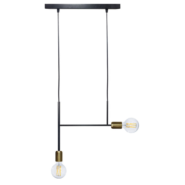 online Sospensione 2xE27 Montatura Verniciata Nero Oro Satinato E-Energy Elvira