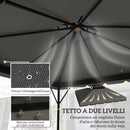 Telo di Ricambio Copertura per Gazebo 3x3 m a 2 Livelli con 8 Fori di Drenaggio in Poliestere Grigio Chiaro e Scuro      