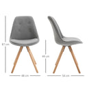 Set 2 Sedie Imbottite 48x56x87 cm in Tessuto  Grigie