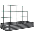 Orto Rialzato con Traliccio per Rampicanti 220x110x150 cm Fondo Aperto in Metallo Grigio Scuro      