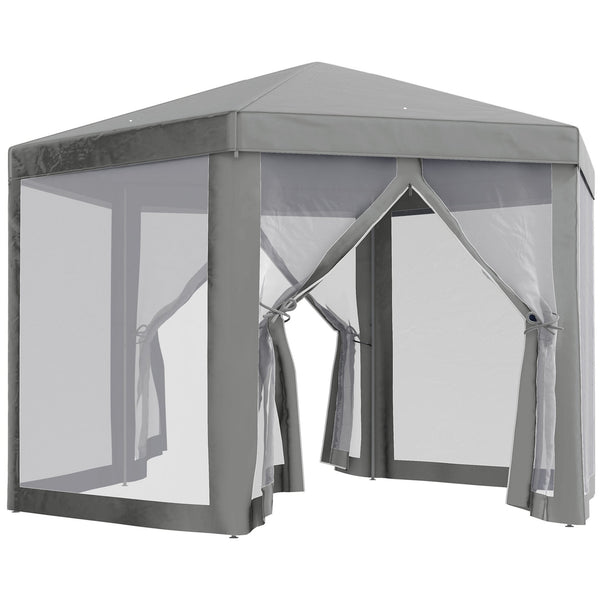 prezzo Gazebo da Giardino Esagonale 390x390x250 cm con Doppio Ingresso in Metallo e Poliestere Grigio