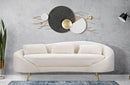 Divano 3 Posti Oslo con Cuscini Crema 185x84x68 cm in Eucalipto e Spugna e Poliestere e Metallo      