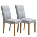Set 2 Sedie Imbottite 50x62x96 cm in Tessuto Effetto Lino Grigio Chiaro