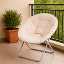 Poltrona Relax Ergonomica Pieghevole Salvaspazio Moon 60x78x78 cm Sedia Regista Imbottita Beige      