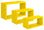 Set 3 Mensole da Parete Rettangolare in Fibra di Legno Trittico Giallo Canarino