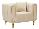 Poltrona Alma Crema con Cuscino 81x97x71 cm in Legno e Poliestere      