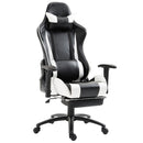 Sedia da Gaming Ergonomica in Similpelle Reclinabile con Supporto Gambe Nera e Bianca 