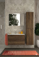 Mobile da Bagno Sospeso con Lavabo 100 cm e Specchio Urano Light Noce Scuro      