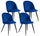 Set 4 Sedie Imbottite 49x52x79 cm in Velluto Blu e Nero