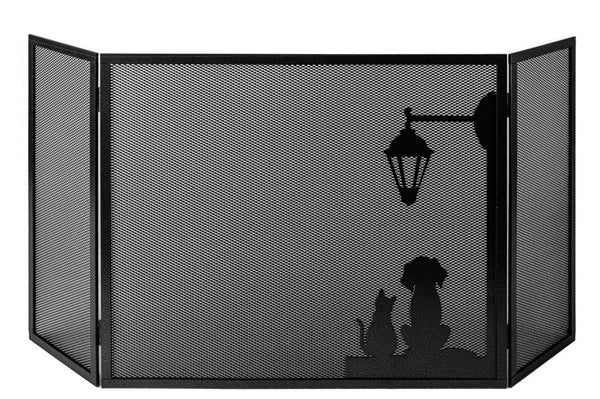 Parascintille per Camino 3 Ante 20+60+20 H50 in Ferro Verniciato Grigio Martellato online