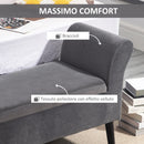 Panca Pouf Contenitore Imbottita 111,5x41x65 cm in Tessuto Grigio