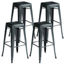 Set 4 Sgabelli Impilabili 44x44x77 cm in Lamiera Galvanizzata Piombo