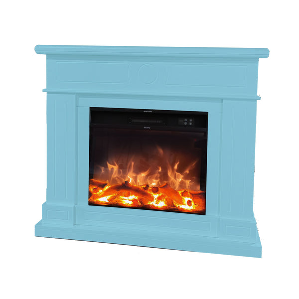 Camino Elettrico da Pavimento 109x102x21,5 cm Effetto Fiamma 1500W Sined Lipari Turchese online