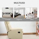 Poltrona Relax Classica in Similpelle Schienale Reclinabile e Poggiapiedi Crema 