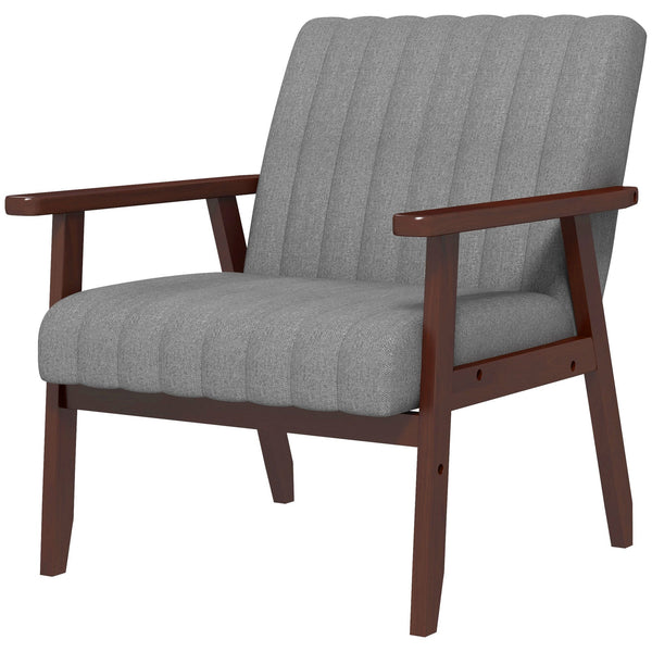 Poltroncina da Camera Moderna Imbottita 64x74,5 x75,5 cm in Tessuto e Legno con Cuciture Tubolari Grigio online