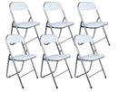 Set 6 Sedie Pieghevole 45x45x45/80 cm in Acciaio e PVC Imbottito Bianca
