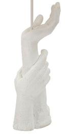 Lampada da Tavolo Life Ø35x93 cm in Resina e Ferro e Tessuto Bianco      
