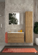 Mobile da Bagno Sospeso con Lavabo 90 cm e Specchio Urano Light Rovere Miele      