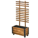 Fioriera con Traliccio per Rampicanti e Rotelle 65x31x147 cm in Legno di Abete Marrone Seconda Scelta