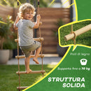 Scaletta per Bambini 3-8 Anni a 5 Pioli con Fibbie e Cinghie in Legno e PE Color Legno      
