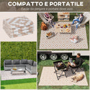 Tappeto da Esterno Reversibile 182x274 cm con Fantasia Geometrica Caffè e Bianco   