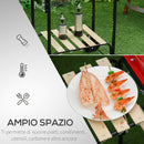 Barbecue a Carbone Carbonella con Coperchio e Ruote in Acciaio Rosso Nero 