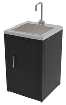 Composizione 3 Moduli Cucina BBQ + Armadietto con Cassetti + Mobile Lavandino Top in Acciaio Inox Nero  