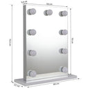 Specchio da Tavolo per Trucco con 9 Luci LED 70x50x3 cm 