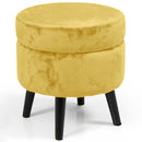 Pouf Contenitore Ø37x40 cm Sgabello Poggiapiedi in Velluto Mostarda      