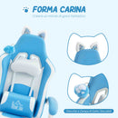 Sedia da Gaming Reclinabile 65x62x116-124 cm con Poggiapiedi e Cuscini in Finta Pelle e Spugna Bianco e Azzurro