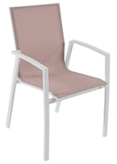 Set 4 Sedie da Giardino 59x57x88 cm in Alluminio e Textilene Taupe