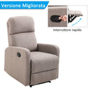 Poltrona Relax Reclinabile in Tessuto di Lino Grigio 