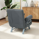Poltrona Letto 3 in 1 con Schienale Reclinabile su 5 Livelli 73x78x81 cm in Tessuto Effetto Lino Grigio Scuro      