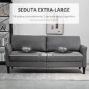 Divano 2 Posti 191x79x87 cm in Tessuto Effetto Lino Grigio