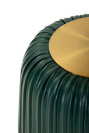 Tavolinetto Egle Verde Ø40x55 cm in Metallo e PU Grigio e Verde      