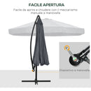 Ombrellone da Giardino 295x295x242 cm con Zanzariera e Base a Croce Grigio Scuro  