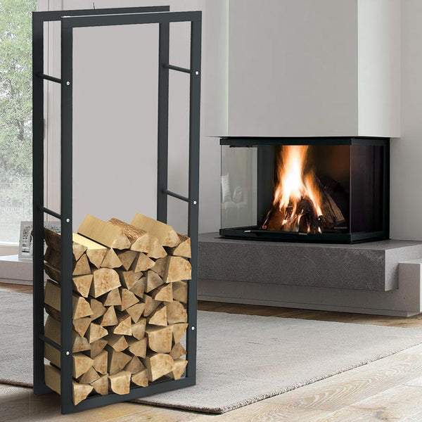 Portalegna Supporto Metallo Porta Legna Interno Legnaia Camino Stufa 150x60x25cm sconto