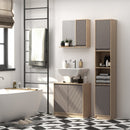 Specchiera da Bagno 1 Anta in MDF 57x14,2x49,2 cm  Grigio e Rovere