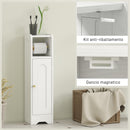 Mobile Porta Carta Igienica 21x20x79 cm con Armadietto con Ripiano Interno Regolabile in Legno Bianco      