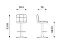 Set 2 Sgabelli Bar 36x38,5xH83/98 cm in Similpelle Kurt Bianco