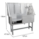 Vasca per Toeletta 127x47,5x136 cm Professionale con Accessori in Acciaio 