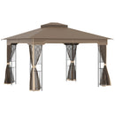 Gazebo da Giardino 3,65x3m in Metallo Marrone e Beige