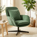 Poltrona da Salotto Girevole 73x83,5x85 cm con Cuscino Lombare e Rivestimento in Tessuto Effetto Velluto Verde      