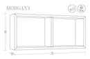 Mensola Rettangolare 2 Scomparti da Parete 70x30x15,5 cm in Fibra di Legno Morgana Blu Atollo