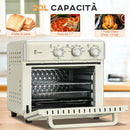 Mini Forno Elettrico 20L Ventilato 1400W con Aria Calda e Accessori Crema      